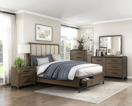 Cambridge Dark Walnut Eastern King Platform Bed with Footboard Storage from Homelegance - Luna Furniture