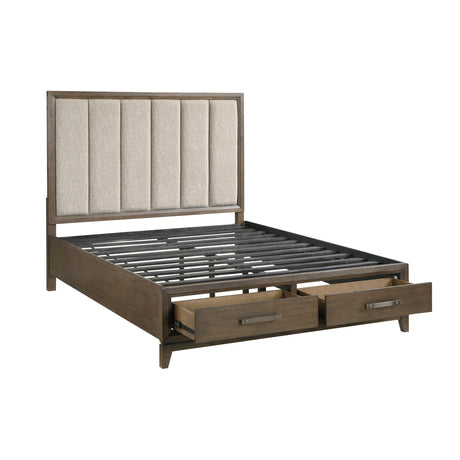 Cambridge Dark Walnut Upholstered Storage Platform Bedroom Set from Homelegance - Luna Furniture