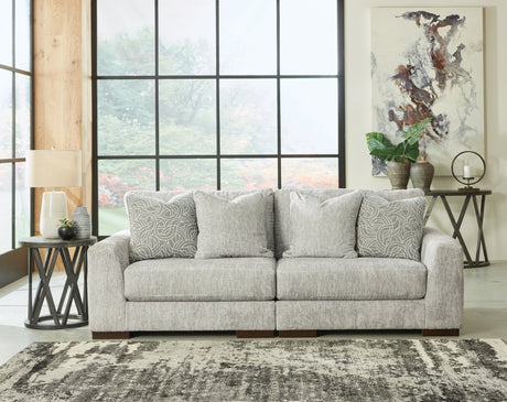 Regent Park Pewter 2-Piece Sectional Loveseat from Ashley - Luna Furniture