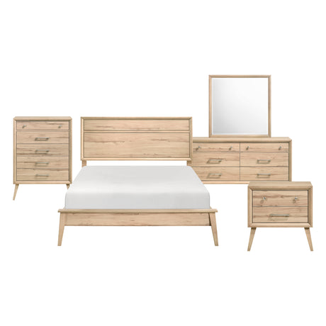 Marrin Natural Oak 5-Piece Bedroom Set (Queen Bed, Nightstand, Dresser, Mirror, Chest) from Homelegance - Luna Furniture