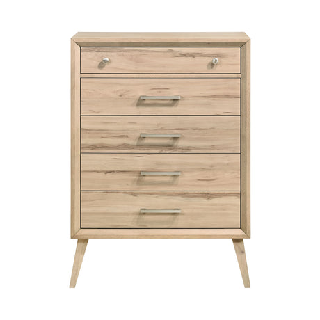 Marrin Natural Oak 4-Piece Bedroom Set (Queen Bed, Nightstand, Dresser, Mirror) from Homelegance - Luna Furniture