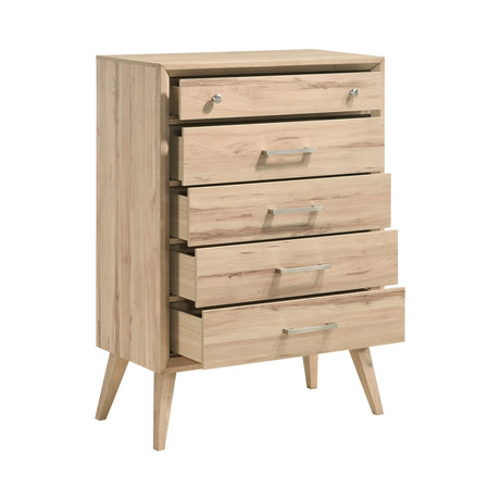 Marrin Natural Oak 4-Piece Bedroom Set (Queen Bed, Nightstand, Dresser, Mirror) from Homelegance - Luna Furniture
