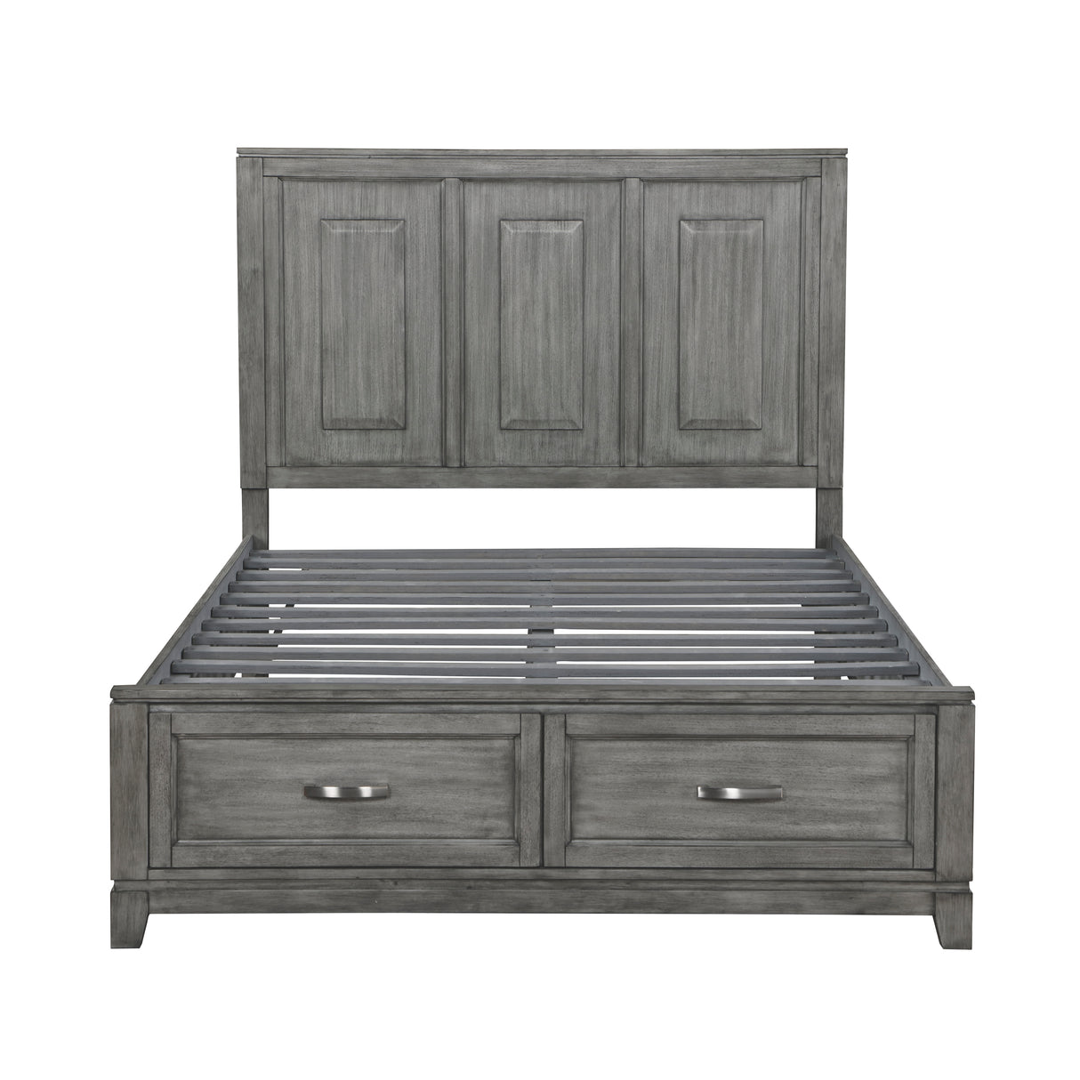 Garretson Gray Queen Platform Bed with Footboard Storage from Homelegance - Luna Furniture