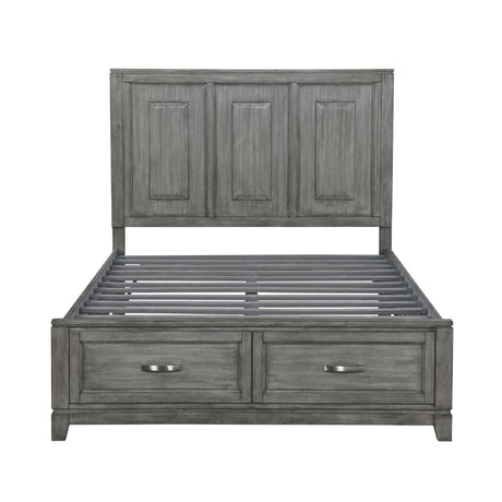 Garretson Gray Queen Platform Bed with Footboard Storage from Homelegance - Luna Furniture