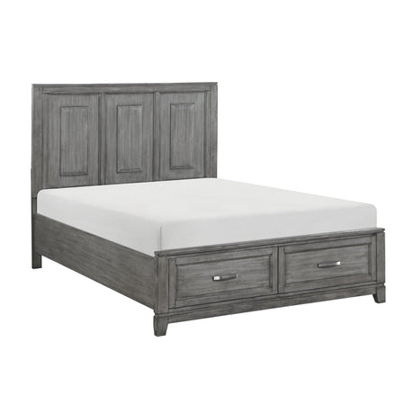 Garretson Gray Queen Platform Bed with Footboard Storage from Homelegance - Luna Furniture
