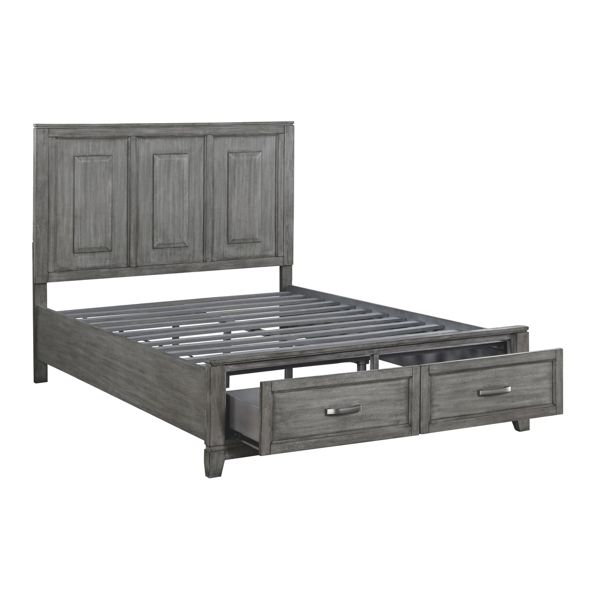 Garretson Gray Queen Platform Bed with Footboard Storage from Homelegance - Luna Furniture