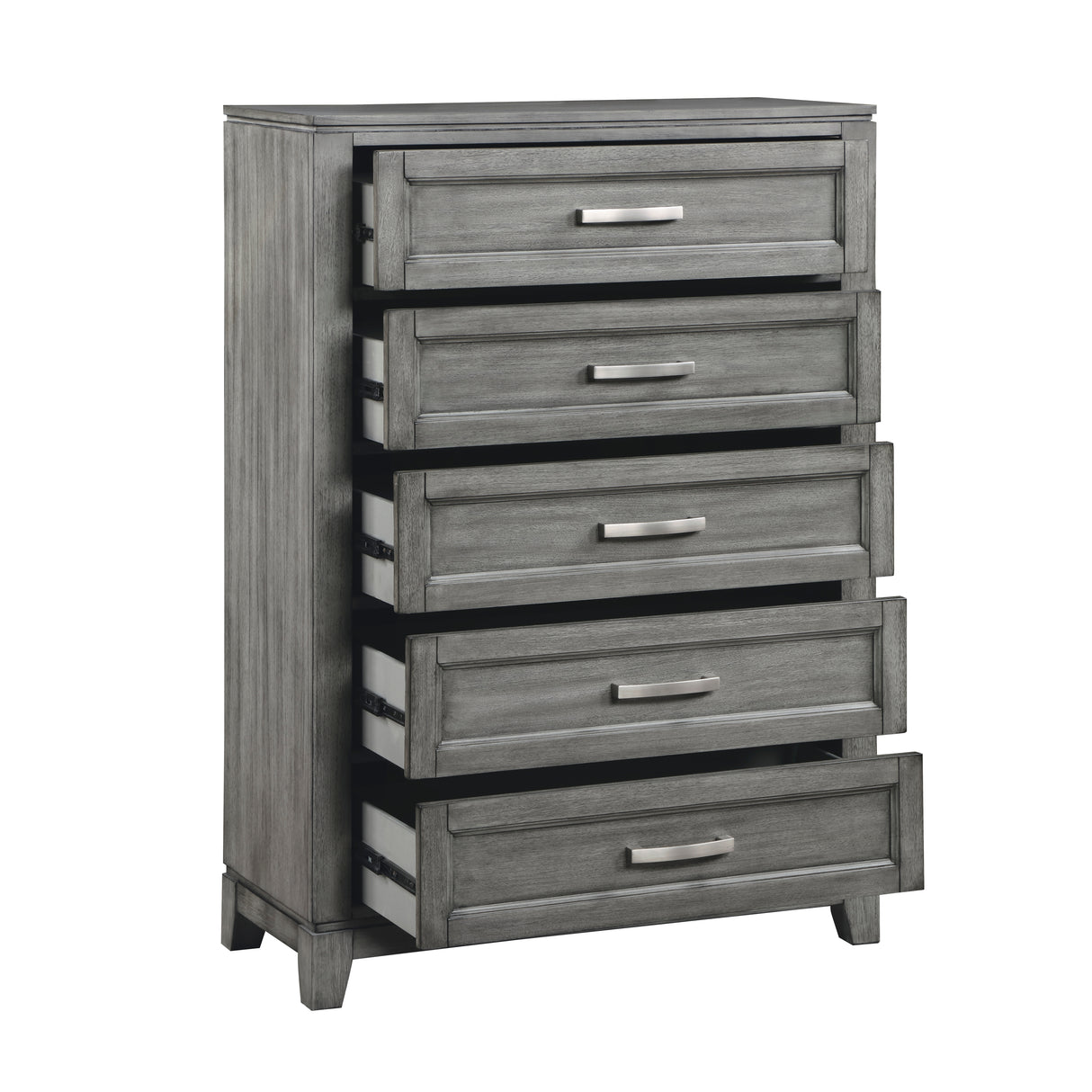 Garretson Gray 5-Piece Bedroom Set (Queen Bed, Nightstand, Dresser, Mirror, Chest) from Homelegance - Luna Furniture