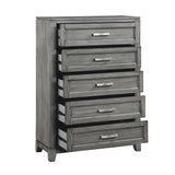 Garretson Gray 5-Piece Bedroom Set (Queen Bed, Nightstand, Dresser, Mirror, Chest) from Homelegance - Luna Furniture