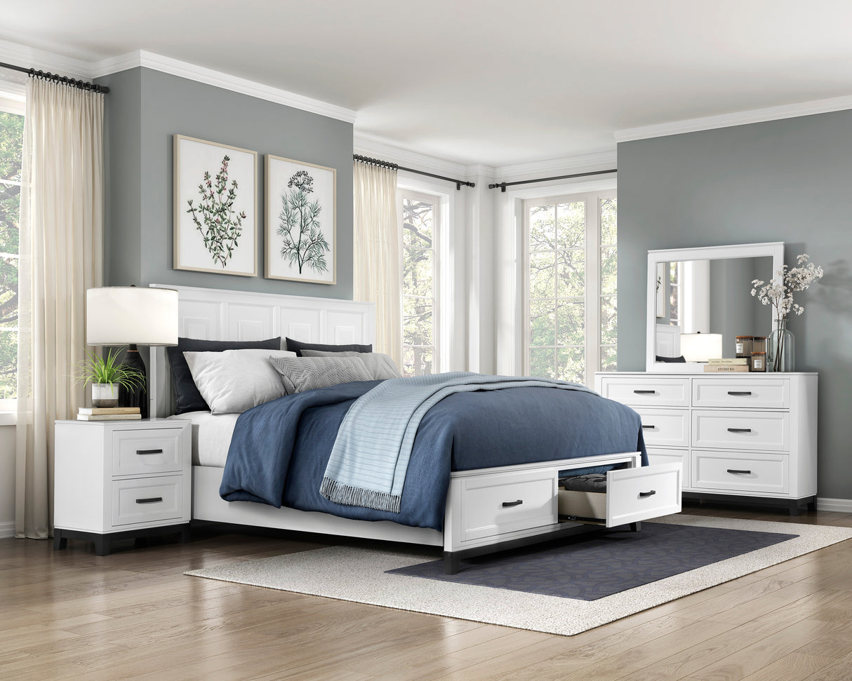 Garretson White Californoa King Platform Bed with Footboard Storage from Homelegance - Luna Furniture