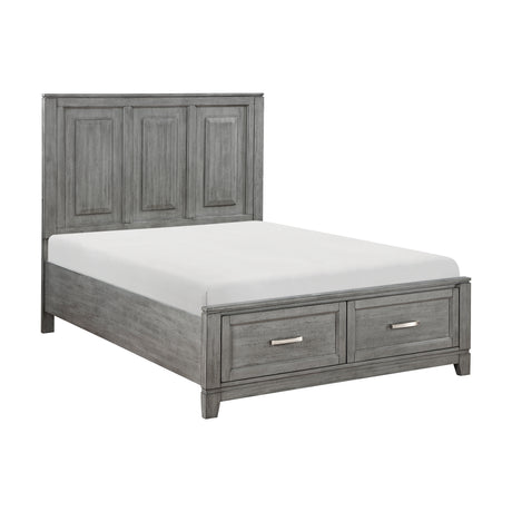 Garretson Gray Full Platform Bed with Footboard Storage from Homelegance - Luna Furniture