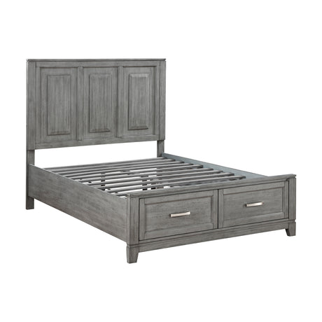 Garretson Gray Full Platform Bed with Footboard Storage from Homelegance - Luna Furniture