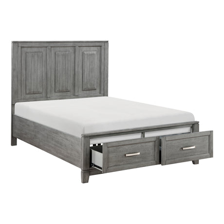 Garretson Gray Full Platform Bed with Footboard Storage from Homelegance - Luna Furniture