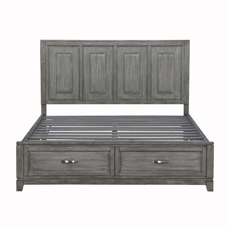Garretson Gray Eastern King Platform Bed with Footboard Storage from Homelegance - Luna Furniture