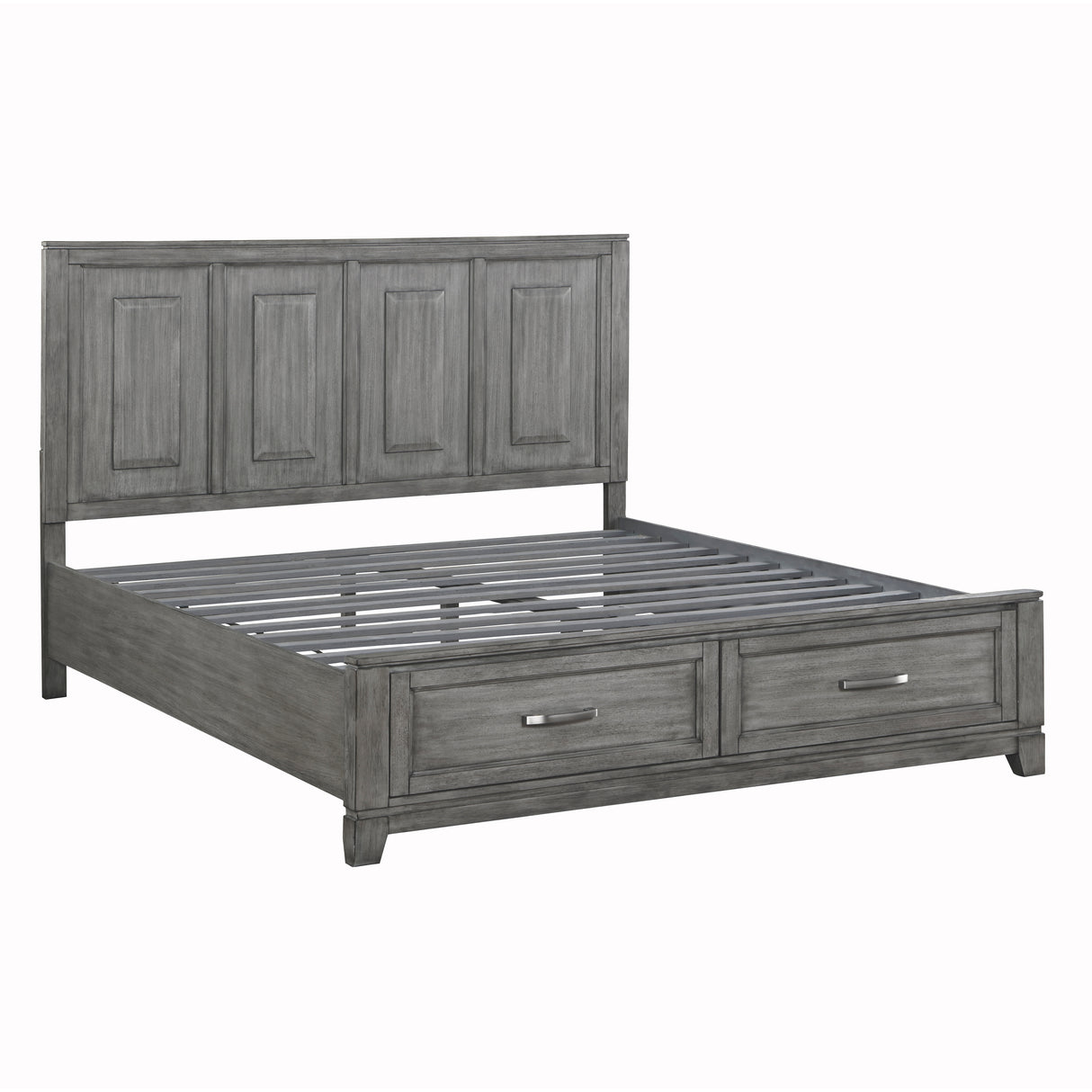 Garretson Gray Eastern King Platform Bed with Footboard Storage from Homelegance - Luna Furniture