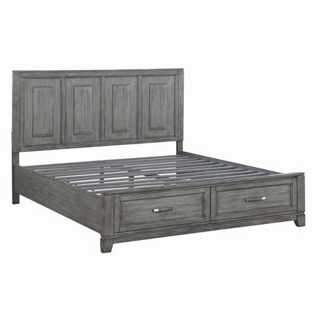 Garretson Gray Eastern King Platform Bed with Footboard Storage from Homelegance - Luna Furniture