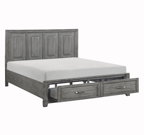 Garretson Gray Eastern King Platform Bed with Footboard Storage from Homelegance - Luna Furniture