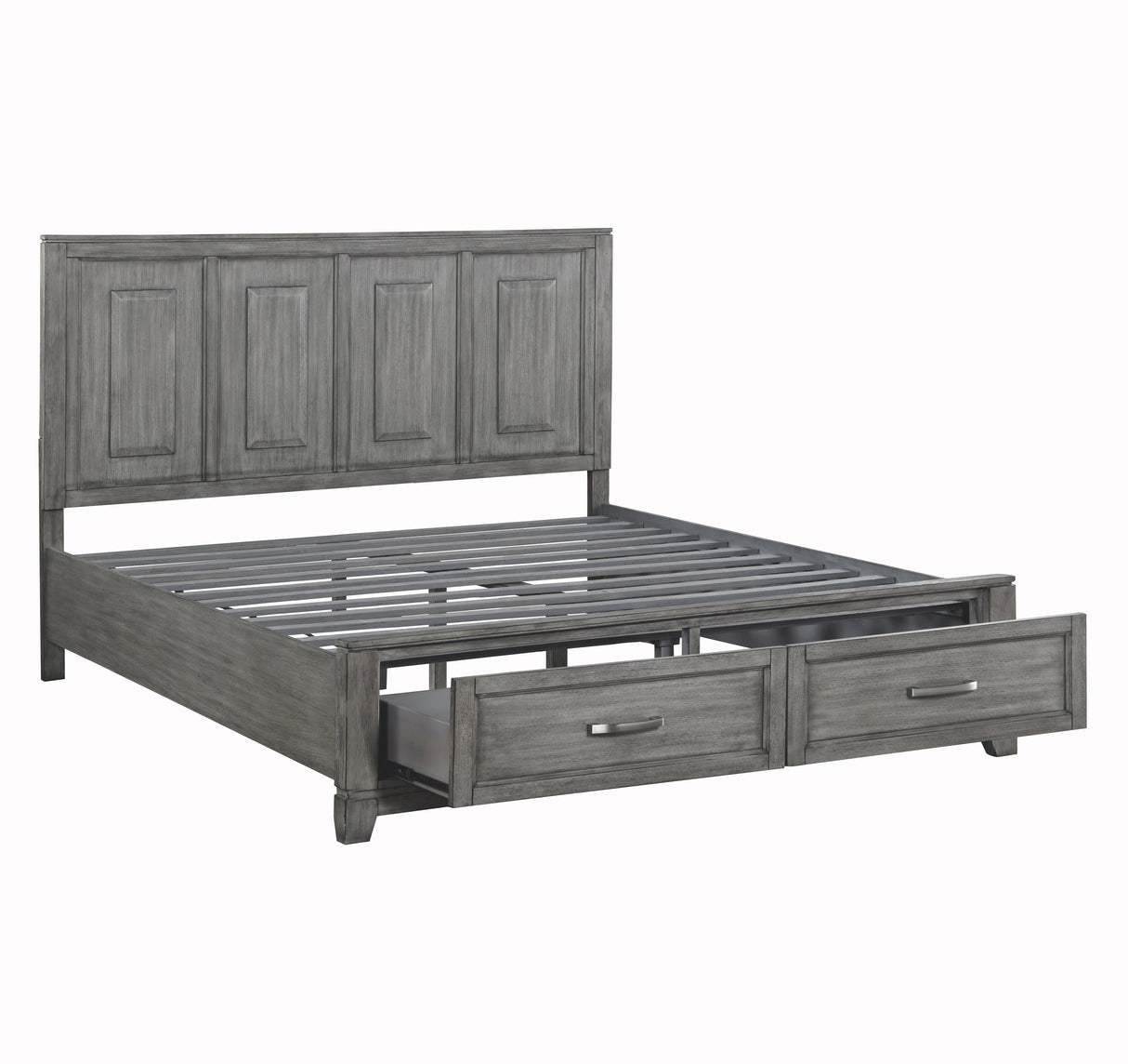 Garretson Gray Eastern King Platform Bed with Footboard Storage from Homelegance - Luna Furniture