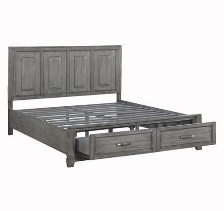 Garretson Gray Eastern King Platform Bed with Footboard Storage from Homelegance - Luna Furniture