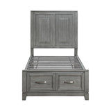 Garretson Gray Twin Platform Bed with Footboard Storage from Homelegance - Luna Furniture