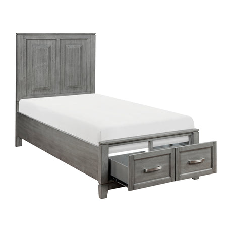 Garretson Gray Twin Platform Bed with Footboard Storage from Homelegance - Luna Furniture