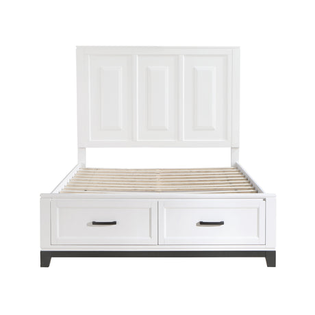 Garretson White Queen Platform Bed with Footboard Storage from Homelegance - Luna Furniture