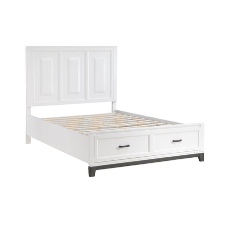 Garretson White Queen Platform Bed with Footboard Storage from Homelegance - Luna Furniture