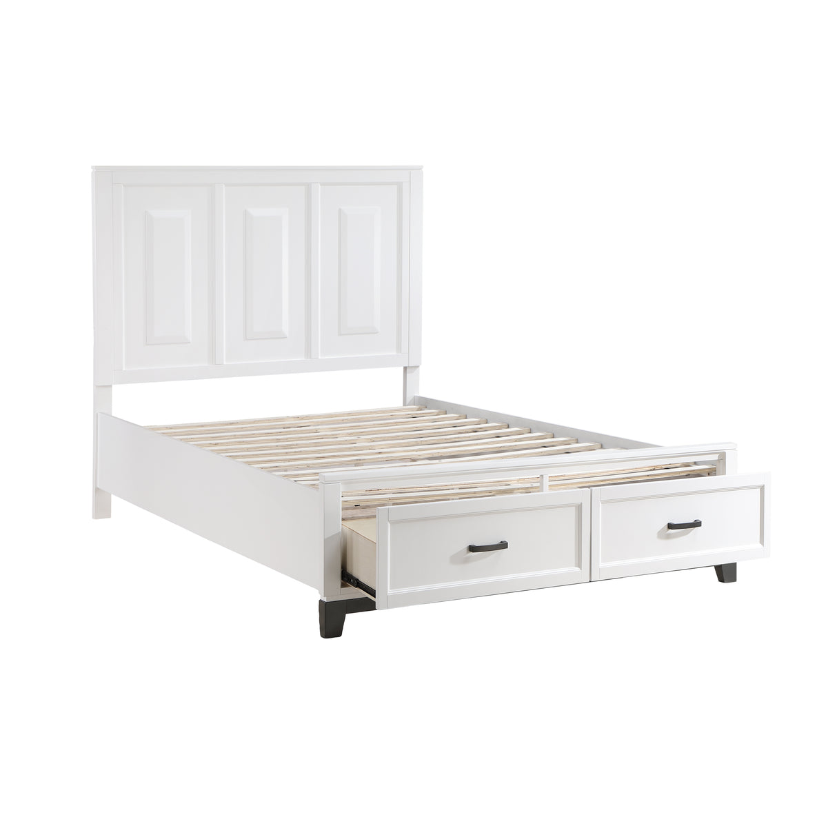 Garretson White Queen Platform Bed with Footboard Storage from Homelegance - Luna Furniture