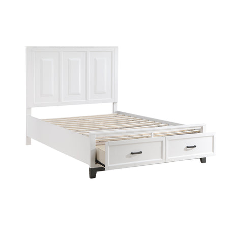 Garretson White Queen Platform Bed with Footboard Storage from Homelegance - Luna Furniture