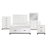 Garretson White 5-Piece Bedroom Set (Queen Bed, Nightstand, Dresser, Mirror, Chest) from Homelegance - Luna Furniture