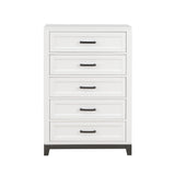 Garretson White 5-Piece Bedroom Set (Queen Bed, Nightstand, Dresser, Mirror, Chest) from Homelegance - Luna Furniture