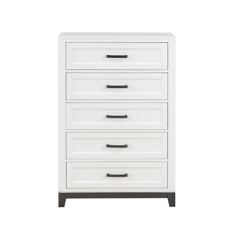 Garretson White 5-Piece Bedroom Set (Queen Bed, Nightstand, Dresser, Mirror, Chest) from Homelegance - Luna Furniture