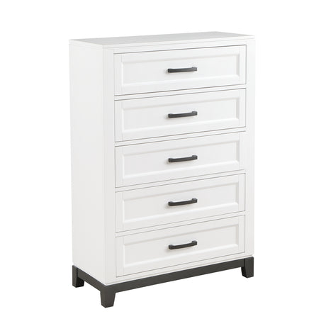 Garretson White 5-Piece Bedroom Set (Queen Bed, Nightstand, Dresser, Mirror, Chest) from Homelegance - Luna Furniture