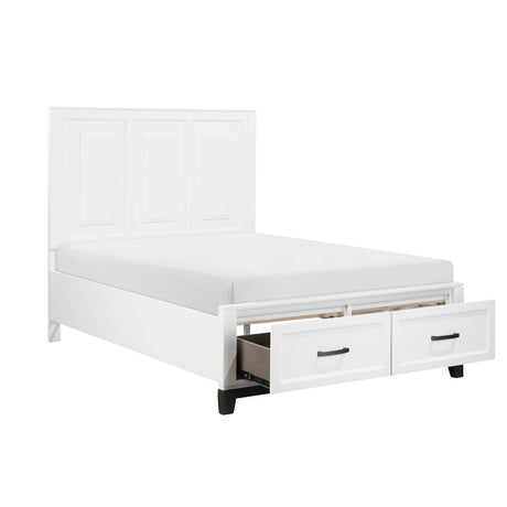 Garretson White Full Platform Bed with Footboard Storage from Homelegance - Luna Furniture