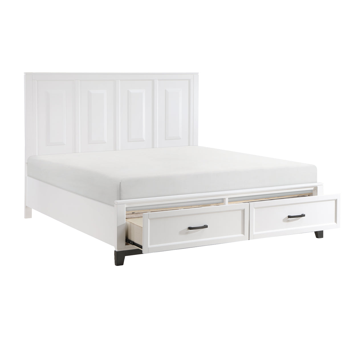 Garretson White Eastern King Platform Bed with Footboard Storage from Homelegance - Luna Furniture