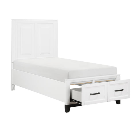 Garretson White Twin Platform Bed with Footboard Storage from Homelegance - Luna Furniture