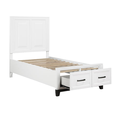 Garretson White Twin Platform Bed with Footboard Storage from Homelegance - Luna Furniture