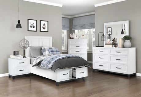 Garretson White Twin Platform Bed with Footboard Storage from Homelegance - Luna Furniture
