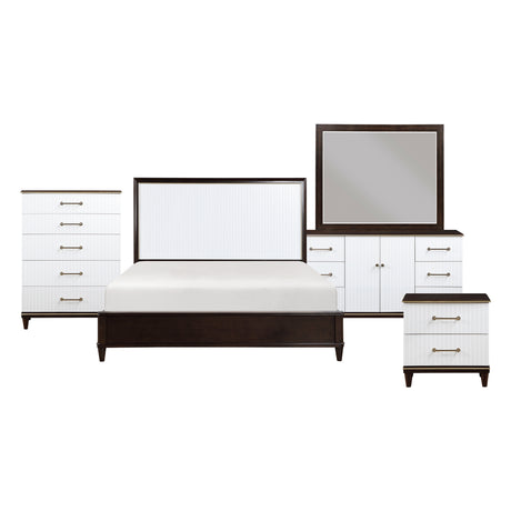 Niles White/Cherry 5-Piece Bedroom Set (Queen Bed, Nightstand, Dresser, Mirror, Chest) from Homelegance - Luna Furniture