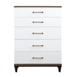 Niles White/Cherry 5-Piece Bedroom Set (Queen Bed, Nightstand, Dresser, Mirror, Chest) from Homelegance - Luna Furniture