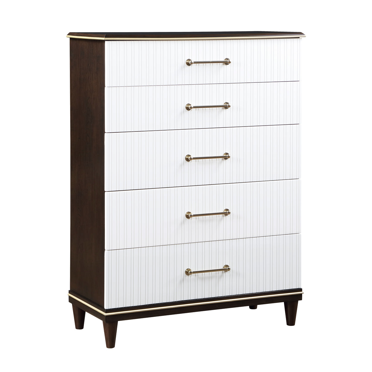 Niles White/Cherry 5-Piece Bedroom Set (Queen Bed, Nightstand, Dresser, Mirror, Chest) from Homelegance - Luna Furniture