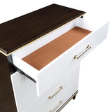 Niles White/Cherry 5-Piece Bedroom Set (Queen Bed, Nightstand, Dresser, Mirror, Chest) from Homelegance - Luna Furniture