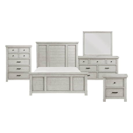 Providence Light Gray 5-Piece Bedroom Set (Queen Bed, Nightstand, Dresser, Mirror, Chest) from Homelegance - Luna Furniture