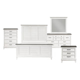 Chesterton Antique White/Dark Brown 5-Piece Bedroom Set (Queen Bed, Nightstand, Dresser, Mirror, Chest) from Homelegance - Luna Furniture