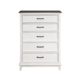 Chesterton Antique White/Dark Brown 5-Piece Bedroom Set (Queen Bed, Nightstand, Dresser, Mirror, Chest) from Homelegance - Luna Furniture