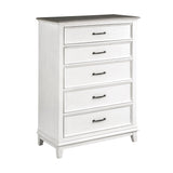 Chesterton Antique White/Dark Brown 5-Piece Bedroom Set (Queen Bed, Nightstand, Dresser, Mirror, Chest) from Homelegance - Luna Furniture
