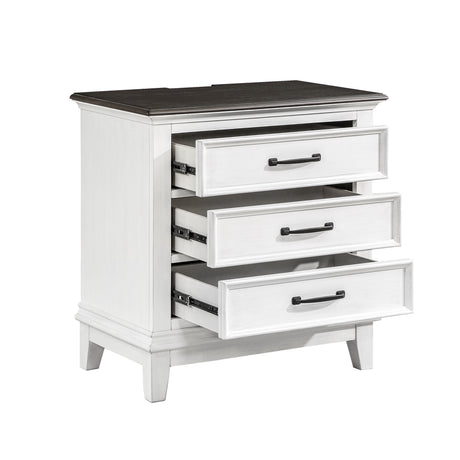 Chesterton Antique White/Dark Brown 5-Piece Bedroom Set (Queen Bed, Nightstand, Dresser, Mirror, Chest) from Homelegance - Luna Furniture