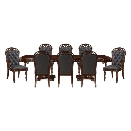 Adelina Cherry 5-Piece Double Pedestal Extendable Dining Room Set from Homelegance - Luna Furniture