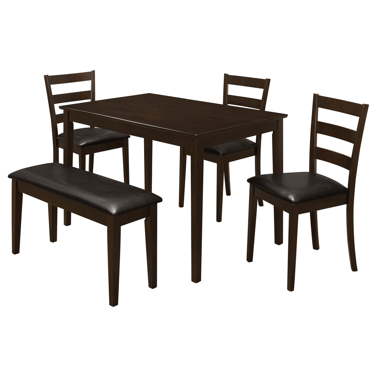 Guillen Cappuccino and Dark Brown 5-Piece Dining Set with Bench from Coaster - Luna Furniture