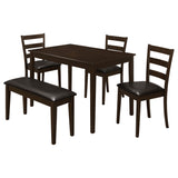 Guillen Cappuccino and Dark Brown 5-Piece Dining Set with Bench from Coaster - Luna Furniture
