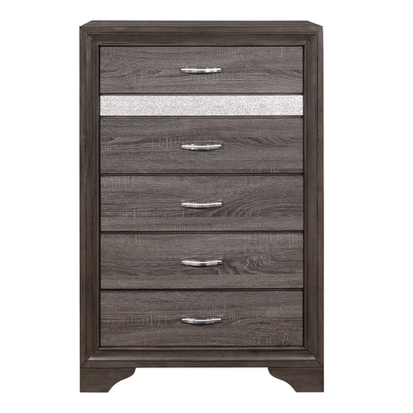 Luster Gray 5-Piece Bedroom Set (Queen Bed, Nightstand, Dresser, Mirror, Chest) from Homelegance - Luna Furniture